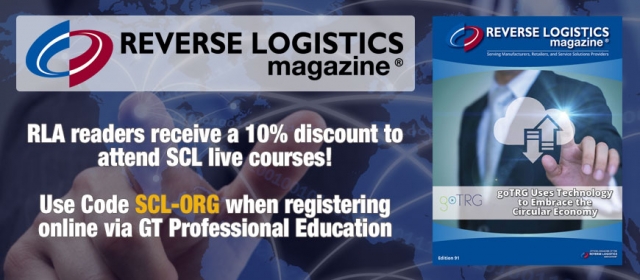 Image of Reverse Logistics Magazine promotional image with link to SCL course listing