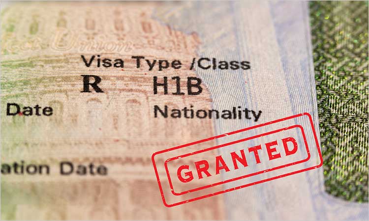 Photo close-up of H-1B Visa stamp