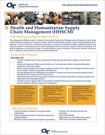 Health and Humanitarian Supply Chain Management (HHSCM) Certificate flyer