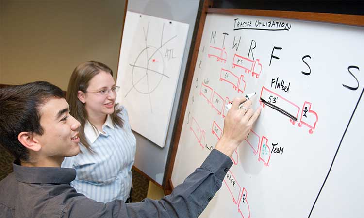 Undergraduate students working on transportation project