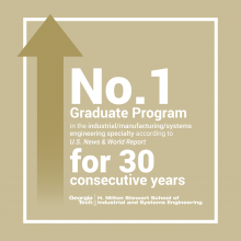 ISyE's graduate program has been ranked No. 1 by USNWR for the 30th consecutive year.