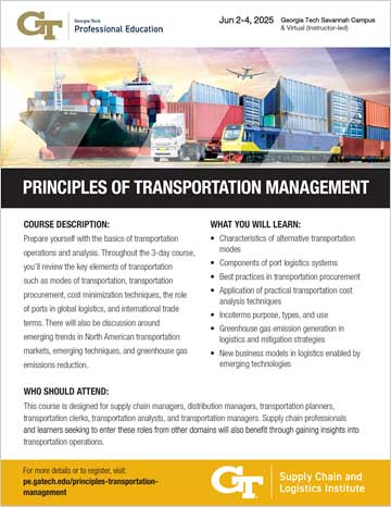 Principles of Transportation Management Flyer